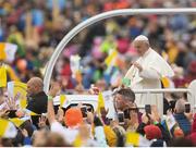 26 August 2018; Pope Francis arrives prior to the commencement of the closing mass of his Ireland visit at the Phoenix Park in Dublin. Photo by Stephen McCarthy/Sportsfile