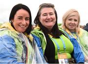 26 August 2018; Volunteers, from left, Roisin O'Byrne, Laura Kinahan and Lisa Whelehan, during the closing mass of Pope Francis visit to Ireland at the Phoenix Park in Dublin. Photo by Stephen McCarthy/Sportsfile