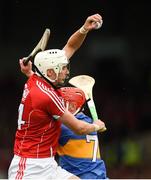 26 August 2018; Tim O’Mahony of Cork in action against Dillon Quirke of Tipperary during the Bord Gais Energy GAA Hurling All-Ireland U21 Championship Final match between Cork and Tipperary at the Gaelic Grounds in Limerick. Photo by Piaras Ó Mídheach/Sportsfile