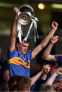 26 August 2018; Tipperary captain Colin English lifts the James Nowlan Cup following the Bord Gais Energy GAA Hurling All-Ireland U21 Championship Final match between Cork and Tipperary at the Gaelic Grounds in Limerick. Photo by Sam Barnes/Sportsfile