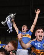26 August 2018; Tipperary captain Colin English lifts the James Nowlan Cup after the Bord Gais Energy GAA Hurling All-Ireland U21 Championship Final match between Cork and Tipperary at the Gaelic Grounds in Limerick. Photo by Piaras Ó Mídheach/Sportsfile