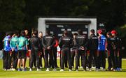 27 August 2018; Afghanistan players and coaching staff prior to the One Day International match between Ireland and Afghanistan at Stormont Cricket Ground, Belfast, Co. Antrim. Photo by Seb Daly/Sportsfile