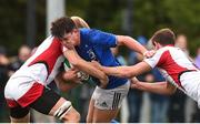 26 August 2018; Aaron Coleman of Leinster is tackled by Riley Westwood and Gareth Wells of Ulster during the U18 Schools Interprovincial match between Leinster and Ulster at the University of Limerick in Limerick.  Photo by Matt Browne/Sportsfile