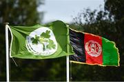 27 August 2018; A general view of the Ireland and Afghanistan flags prior to the One Day International match between Ireland and Afghanistan at Stormont Cricket Ground, Belfast, Co. Antrim. Photo by Seb Daly/Sportsfile
