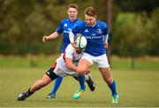 26 August 2018; Justin Leonard of Leinster is tackled by Adam Hanna of Ulster during the U18 Schools Interprovincial match between Leinster and Ulster at the University of Limerick in Limerick. Photo by Matt Browne/Sportsfile
