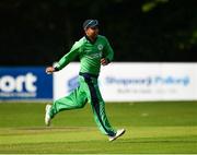 27 August 2018; Simi Singh of Ireland reacts after catching out Hazratullah Zazai of Afghanistan during the One Day International match between Ireland and Afghanistan at Stormont Cricket Ground, Belfast, Co. Antrim. Photo by Seb Daly/Sportsfile