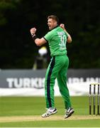 27 August 2018; Boyd Rankin of Ireland celebrates after trapping Gulbadin Naib of Afghanistan LBW during the One Day International match between Ireland and Afghanistan at Stormont Cricket Ground, Belfast, Co. Antrim. Photo by Seb Daly/Sportsfile