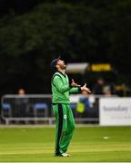 27 August 2018; Andrew Balbirnie of Ireland celebrates after catching out Mohammad Nabi of Afghanistan during the One Day International match between Ireland and Afghanistan at Stormont Cricket Ground, Belfast, Co. Antrim. Photo by Seb Daly/Sportsfile