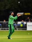 27 August 2018; Andrew Balbirnie of Ireland celebrates after catching out Mohammad Nabi of Afghanistan during the One Day International match between Ireland and Afghanistan at Stormont Cricket Ground, Belfast, Co. Antrim. Photo by Seb Daly/Sportsfile