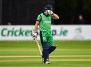 27 August 2018; William Porterfield of Ireland leaves the field after being caught by Shafiqullah Shafaq of Afghanistan during the One Day International match between Ireland and Afghanistan at Stormont Cricket Ground, Belfast, Co. Antrim. Photo by Seb Daly/Sportsfile