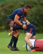 27 August 2018; CJ Stander is tackled by Calvin Nash during Munster Rugby squad training at the University of Limerick in Limerick. Photo by Brendan Moran/Sportsfile