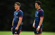27 August 2018; Ian Keatley, left, and Joey Carbery during Munster Rugby squad training at the University of Limerick in Limerick. Photo by Brendan Moran/Sportsfile