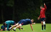 27 August 2018; JJ Hanrahan, right, during Munster Rugby squad training at the University of Limerick in Limerick. Photo by Brendan Moran/Sportsfile