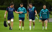 27 August 2018; Munster players, from left, Billy Holland, Conor Murray, Peter O'Mahony and Keith Earls arrive for squad training at the University of Limerick in Limerick. Photo by Brendan Moran/Sportsfile