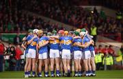 26 August 2018; The Tipperary team huddle ahead of the Bord Gais Energy GAA Hurling All-Ireland U21 Championship Final match between Cork and Tipperary at the Gaelic Grounds in Limerick. Photo by Sam Barnes/Sportsfile