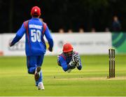 27 August 2018; Shafiqullah Shafaq of Afghanistan drops a catch during the One Day International match between Ireland and Afghanistan at Stormont Cricket Ground, Belfast, Co. Antrim. Photo by Seb Daly/Sportsfile