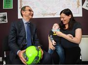 28 August 2018; Republic of Ireland manager Martin O'Neill meets two-year-old Harry O'Brien and his mother Maria, from Sallins, Co Kildare, during a visit to the Jack & Jill Children’s Foundation at Johnstown Manor in Naas, Co Kildare. Republic of Ireland manager Martin O’Neill and John Delaney, CEO, Football Association of Ireland, dropped in to meet Jack & Jill families and nurses. From their headquarters, Jack & Jill provides a nationwide home nursing care and respite service to 355 children with severe to profound neurodevelopmental delay currently under their wing. The charity also provides end of life care to children under 5 years of age going home to die. Martin and John had a chat with some of the children and their families as the charity gets ready for Jack & Jill Week running from 7th to 13th October. See www.jackandjill.ie. Photo by Stephen McCarthy/Sportsfile