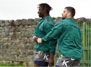 28 August 2018; Niyi Adeolokun, left, and Caolin Blade during Connacht Rugby squad training at the Sportsground in Galway. Photo by Sam Barnes/Sportsfile