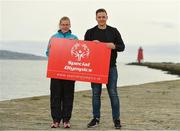 28 August 2018; The Big Swim: 98FM’s Brian Maher will swim 10k to raise funds for Irish athletes competing in the 2019 Special Olympics World Games in Abu Dhabi. Pictured are Special Olympic athlete Edel Armstrong and 98FM DJ Brian Maher at the Poolbeg Lighthouse in Dublin. Photo by Eóin Noonan/Sportsfile