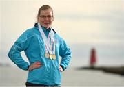 28 August 2018; The Big Swim: 98FM’s Brian Maher will swim 10k to raise funds for Irish athletes competing in the 2019 Special Olympics World Games in Abu Dhabi. Pictured is Special Olympic athlete Edel Armstrong at the Poolbeg Lighthouse in Dublin. Photo by Eóin Noonan/Sportsfile