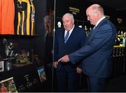28 August 2018; Former Armagh footballer Joe Kernan, left, and Uachtarain Cumann Luthchleas Gael John Horan during the announcement of the 2018 inductees into the GAA Museum Hall of Fame at the GAA Museum Auditorium at Croke Park in Dublin. Photo by Seb Daly/Sportsfile