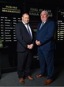 28 August 2018; Former Limerick hurler Leonard Enright, left, and former Armagh footballer Joe Kernan after being announced as the 2018 inductees into the GAA Museum Hall of Fame at the GAA Museum Auditorium in Croke Park, Dublin. Photo by Seb Daly/Sportsfile