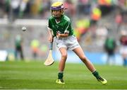 19 August 2018; Orla Ryan, Caherelly NS, Kilmallock, Limerick, representing Limerick, during the INTO Cumann na mBunscol GAA Respect Exhibition Go Games at the GAA Hurling All-Ireland Senior Championship Final match between Galway and Limerick at Croke Park in Dublin. Photo by Eóin Noonan/Sportsfile