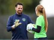 28 August 2018; Republic of Ireland goalkeeping coach Gianluca Kohn and Grace Moloney during Republic of Ireland training at the FAI National Training Centre in Abbotstown, Dublin. Photo by Stephen McCarthy/Sportsfile