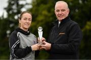 28 August 2018; Kylie Murphy of Wexford Youths is presented with her Continental Tyres Women's National League Player of the Month for July award by Tom Dennigan, of Continental Tyres Group, at IT Carlow in Carlow. Photo by Eóin Noonan/Sportsfile