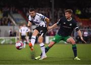 28 August 2018; Michael Duffy of Dundalk in action against Ronan Finn of Shamrock Rovers during the SSE Airtricity Premier Division match between Dundalk and Shamrock Rovers at Oriel Park in Dundalk, Louth. Photo by Stephen McCarthy/Sportsfile