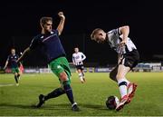 28 August 2018; Sean Hoare of Dundalk in action against Lee Grace of Shamrock Rovers during the SSE Airtricity Premier Division match between Dundalk and Shamrock Rovers at Oriel Park in Dundalk, Louth. Photo by Stephen McCarthy/Sportsfile