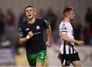28 August 2018; Dylan Watts of Shamrock Rovers celebrates after scoring his side's second goal, from a penalty, during the SSE Airtricity Premier Division match between Dundalk and Shamrock Rovers at Oriel Park in Dundalk, Louth. Photo by Stephen McCarthy/Sportsfile