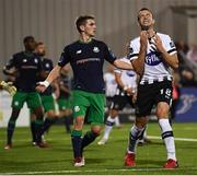28 August 2018; Robbie Benson of Dundalk reacts to a missed opportunity during the SSE Airtricity Premier Division match between Dundalk and Shamrock Rovers at Oriel Park in Dundalk, Louth. Photo by Stephen McCarthy/Sportsfile