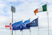 31 August 2018; The flags of FIFA, UEFA, Republic of Ireland and Northern Ireland prior to the 2019 FIFA Women's World Cup Qualifier match between Republic of Ireland and Northern Ireland at Tallaght Stadium in Dublin. Photo by Stephen McCarthy/Sportsfile