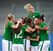 31 August 2018; Republic of Ireland players celebrate after Katie McCabe scored her side's second goal during the 2019 FIFA Women's World Cup Qualifier match between Republic of Ireland and Northern Ireland at Tallaght Stadium in Dublin. Photo by Stephen McCarthy/Sportsfile