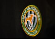 31 August 2018; A detailed view of the Bray Wanderers badge prior to the SSE Airtricity League Premier Division match between Bray Wanderers and Shamrock Rovers at the Carlisle Grounds in Bray, Wicklow. Photo by Seb Daly/Sportsfile
