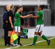 31 August 2018; Jeccica Ziu comes on to maker her Republic of Ireland debut replacing team-mate Rianna Jarrett during the 2019 FIFA Women's World Cup Qualifier match between Republic of Ireland and Northern Ireland at Tallaght Stadium in Dublin. Photo by Stephen McCarthy/Sportsfile