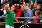 31 August 2018; Katie McCabe of Republic of Ireland with family and supporters following the 2019 FIFA Women's World Cup Qualifier match between Republic of Ireland and Northern Ireland at Tallaght Stadium in Dublin. Photo by Stephen McCarthy/Sportsfile