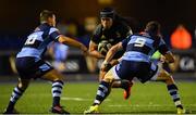 31 August 2018; Joe Tomane of Leinster in action against Jarrod Evans, left, and Lloyd Williams of Cardiff Blues during the Guinness PRO14 Round 1 match between Cardiff Blues and Leinster at the BT Cardiff Arms Park in Cardiff, Wales. Photo by Ramsey Cardy/Sportsfile
