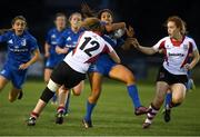 31 August 2018; Sene Naoupu of Leinster is tackled by Vicky Irwin, left, supported by team mate Larissa Muldoon of Ulster during the Women’s Interprovincial Championship match between Leinster and Ulster at Blackrock RFC in Dublin. Photo by Piaras Ó Mídheach/Sportsfile