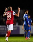 31 August 2018; Achille Campion of St Patrick's Athletic celebrates after scoring his side's first goal during the SSE Airtricity League Premier Division match between St Patrick's Athletic and Waterford at Richmond Park in Dublin. Photo by Harry Murphy/Sportsfile