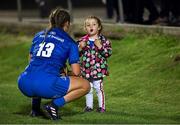 31 August 2018; Leinster's Michelle Claffey chats with supporter Isabelle Neville, age 3, after the Women’s Interprovincial Championship match between Leinster and Ulster at Blackrock RFC in Dublin. Photo by Piaras Ó Mídheach/Sportsfile