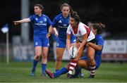 31 August 2018; Maeve Liston of Ulster is tackled by Sene Naoupu of Leinster during the Women’s Interprovincial Championship match between Leinster and Ulster at Blackrock RFC in Dublin. Photo by Piaras Ó Mídheach/Sportsfile