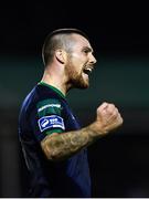 31 August 2018; Brandon Miele of Shamrock Rovers celebrates after scoring his side's third goal during the SSE Airtricity League Premier Division match between Bray Wanderers and Shamrock Rovers at the Carlisle Grounds in Bray, Wicklow. Photo by Seb Daly/Sportsfile