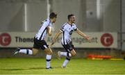 31 August 2018; Michael Duffy, right, of Dundalk celebrates with team-mate Patrick McEleney after scoring his side's first goal during the SSE Airtricity League Premier Division match between Limerick and Dundalk at the Markets Field in Limerick. Photo by Diarmuid Greene/Sportsfile