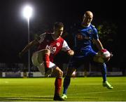 31 August 2018; Ryan Brennan of St Patrick's Athletic in action against Kenny Browne of Waterford during the SSE Airtricity League Premier Division match between St Patrick's Athletic and Waterford at Richmond Park in Dublin. Photo by Harry Murphy/Sportsfile