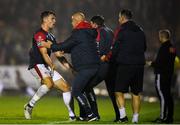 31 August 2018; John Mahon of Sligo Rovers celebrates with manager Gerard Lyttle after their side scored their second goal during the SSE Airtricity League Premier Division match between Cork City and Sligo Rovers at Turner's Cross in Cork. Photo by Eóin Noonan/Sportsfile