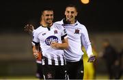 31 August 2018; Michael Duffy of Dundalk, left, celebrates with team-mate Dylan Connolly after the SSE Airtricity League Premier Division match between Limerick and Dundalk at the Markets Field in Limerick. Photo by Diarmuid Greene/Sportsfile