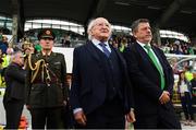 31 August 2018; The President of Ireland Michael D Higgins and FAI President Donal Conway prior to the 2019 FIFA Women's World Cup Qualifier match between Republic of Ireland and Northern Ireland at Tallaght Stadium in Dublin. Photo by Stephen McCarthy/Sportsfile