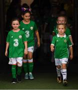31 August 2018; Young players participating in the half time game between Mini Republic of Ireland and Mini Northern Ireland leave the tunnel during the 2019 FIFA Women's World Cup Qualifier match between Republic of Ireland and Northern Ireland at Tallaght Stadium in Dublin. Photo by Stephen McCarthy/Sportsfile